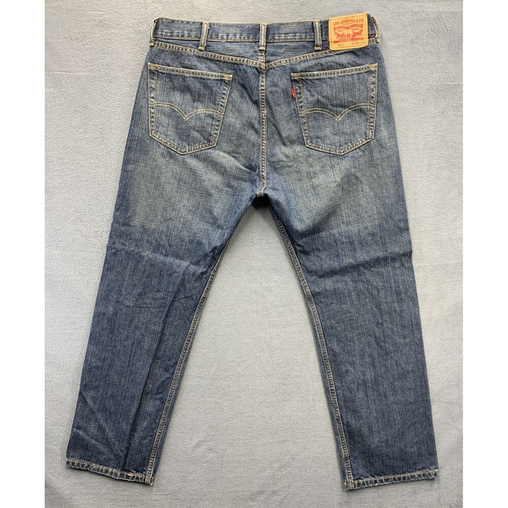 Levi's 505 Denim Jeans Men's Regular Fit Size 38X30 Blue Stretch Dark Wash